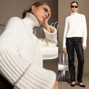 Naked Cashmere Ariana Cream Turtleneck Half Zip Sweater Size M